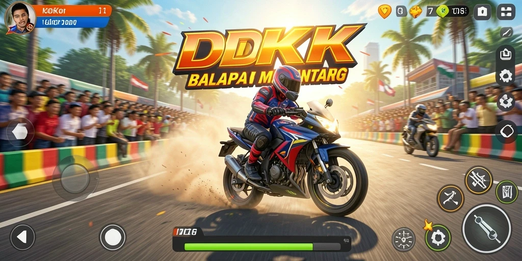 Tangkapan layar DKK menampilkan aksi balapan motor yang mendebarkan dan penuh adrenalin.
