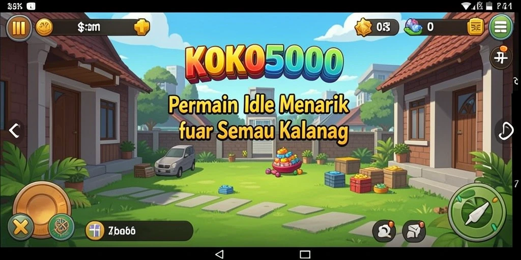 Screenshot gameplay KOKO5000 yang menunjukkan pengumpulan sumber daya Idle.