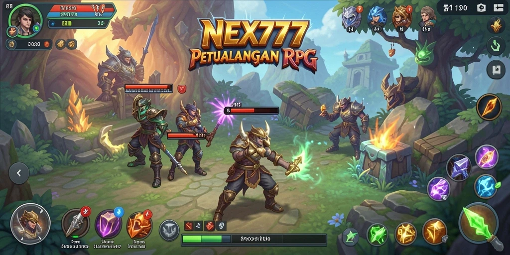 Tampilan gameplay <strong>NEX777</strong> yang mendebarkan dengan berbagai aksi pertempuran RPG.