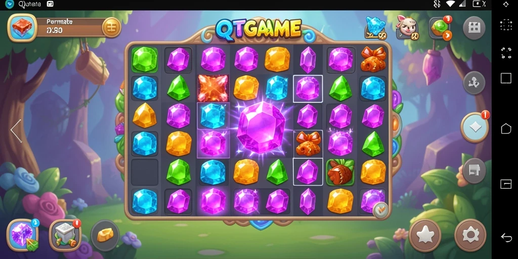 Tampak gameplay seru di QTGAME dengan mekanisme Match-3 yang menarik.
