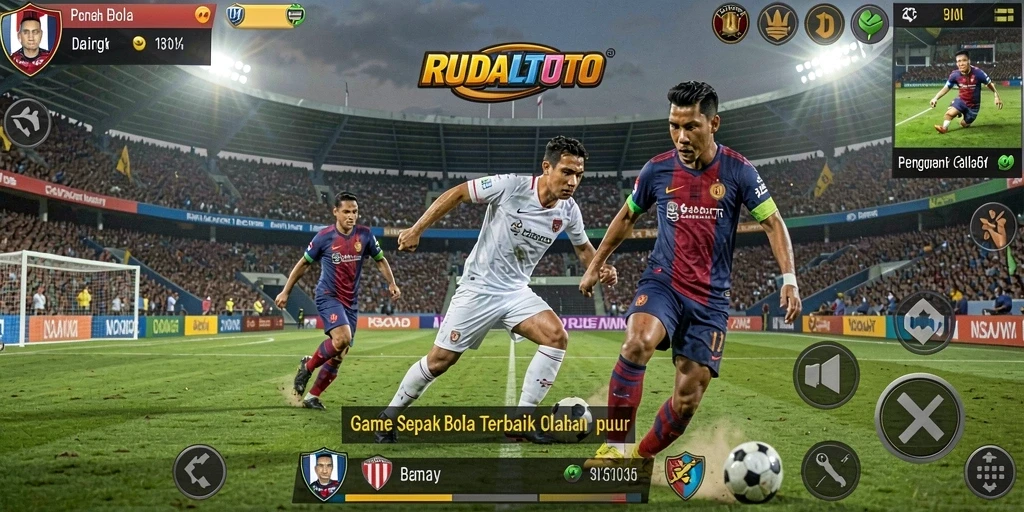 Tampilan gameplay menarik dari RUDALTOTO yang menampilkan aksi sepak bola.