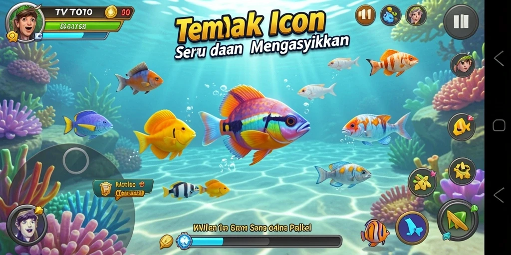 Tampilan seru dari gameplay Tembak Ikan di TVTOTO.
